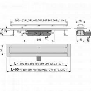 Set rigola cu capac faiantabil Alcadrain APZ115 Marble Low 85 cm - Img 4