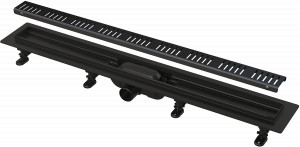 Set rigola dus cu capac negru mat Alcadrain APZ10black Simple 65 cm