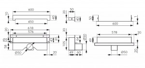 Set rigola pentru dus cu capac FDESIGN Kleome, 60 cm, otel inox - Img 2