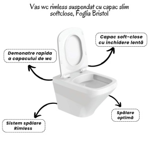 Set vas wc suspendat, clapeta alb si auriu, rezervor wc incastrat,set fixare,antifonare - Img 5