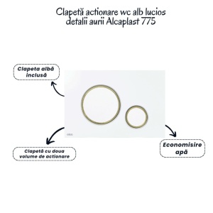 Set vas wc suspendat rimless cu capac soft close Alice, rezervor incastrat si clapeta alba Alcaplast - Img 5