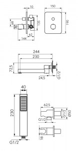 Sistem de dus incastrat FDESIGN Meandro, crom - Img 2