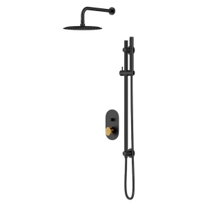 Sistem dus incastrat Cersanit Inverto, negru mat + maner auriu - Img 3