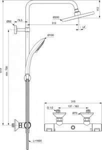 SISTEM DUS TERMOSTATIC CERATHERM T25 - Img 2