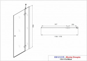 Usa de dus batanta Sanotechnik Nova Black 120 cm, dreapta - Img 2