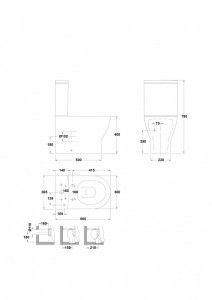 Vas wc pe pardoseala Gala Emma Rounded Rimless BTW compact, pentru rezervor asezat - Img 2