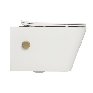 Vas wc suspendat cu functie bideu, dreptunghiular, apa calda rece, rimless, baterie auriu mat Foglia Safari - Img 5