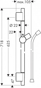 BARA DUS UNICA S PURO 65CM CU FURTUN, MATT BLACK - Img 2