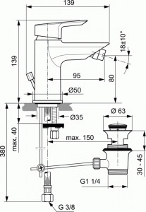 Baterie bideu Ideal Standard Tesi crom - Img 2