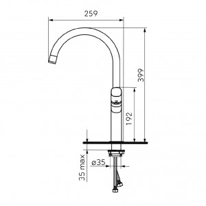 Baterie bucatarie FDESIGN Meandro cu pipa tip lebada, crom - Img 2
