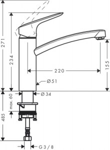 Baterie bucatarie Hansgrohe Logis 160, crom - Img 2