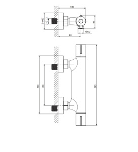Baterie dus termostata Cersanit Virgo, auriu periat - Img 2