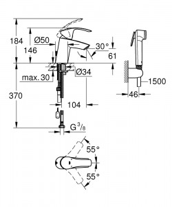 Baterie lavoar Grohe Eurosmart Hygienica New - Img 2
