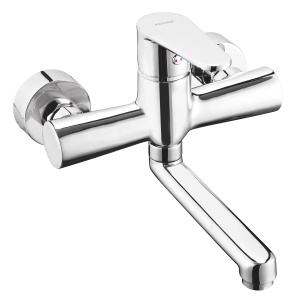 Baterie perete lavoar Ferro Algeo cu pipa pivotanta, 15 cm, crom
