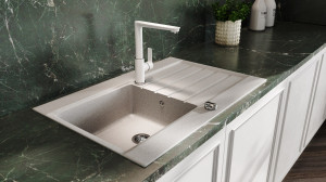 Baterie stativa bucatarie cu pipa inalta Ferro Adore White, pivotanta, alb/crom - Img 2