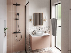 Baterie stativa lavoar Ferro Stratos Black, negru mat - Img 4