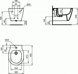 Bideu suspendat Ideal Standard Connect Space, 48x36 cm - Img 2