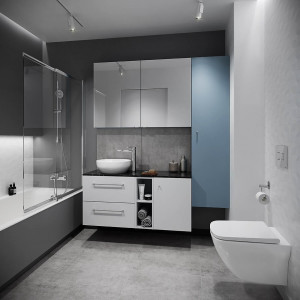 Blat pentru mobilier Cersanit Larga 100 cm, negru marmura - Img 3