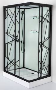 Cabina dus cu hidromasaj Sanotechnik DECO BLACK 2, 80x120x215 cm