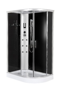 Cabina dus cu hidromasaj Sanotechnik INTENSE BLACK, montaj colt, 80x120x210 cm