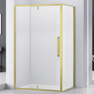 Cabina dus dreptunghiulara Belform Fortuna, usa batanta, 120x90 cm, profil auriu