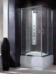 Cabina dus patrata Radaway Premium Plus C 1700, 90x90 cm, sticla maro