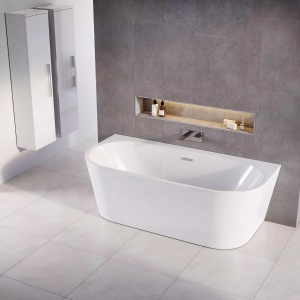 Cada baie freestanding Foglia Mara, lipita de perete, 170x80 cm, alb