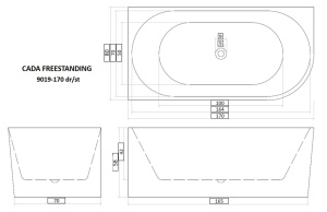 Cada freestanding Bella 9019 B, montaj colt, acril, 170x80 cm - Img 2