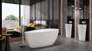 Cada freestanding compozit Besco Goya alba 160x70 cm