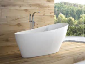 Cada freestanding compozit Besco Keya alba 165x70 cm