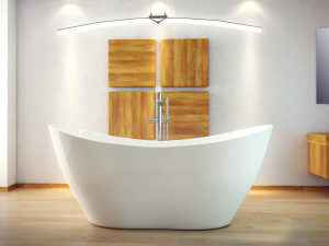 Cada freestanding compozit Besco Viya alba 160x70 cm  - Img 7