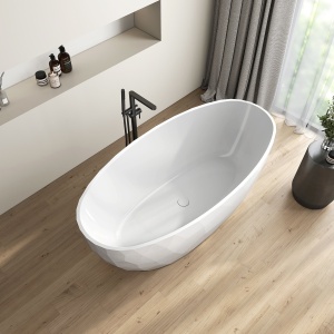 Cada freestanding compozit Foglia Ovale 3D, 167x82 cm, alb lucios - Img 5