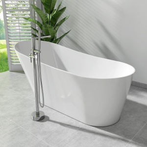 Cada freestanding compozit Foglia Viva, 170 x 73 cm, ovala, alb lucios - Img 7