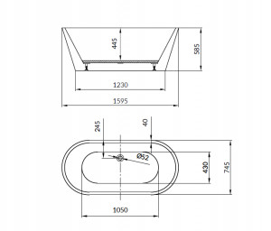 Cada freestanding ovala Cersanit Crea, acril, 160x75 cm, alb lucios - Img 3