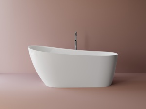 Cada freestanding ovala, compozit alb lucios, 168.7x73.4x70.5 cm, Foglia Belgravia