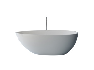 Cada freestanding ovala, compozit alb lucios, 168x82x55 cm, Foglia Artemis - Img 2