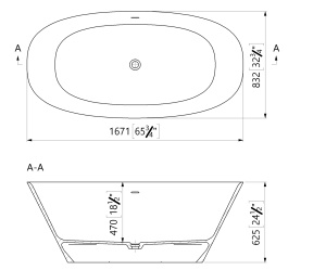 Cada freestanding ovala, compozit alb mat, interior lucios, 167x83.1x62.5 cm, Foglia Moonstone - Img 3