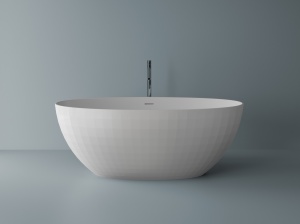 Cada freestanding ovala, compozit alb mat, interior lucios, 167x830x61.9 cm, Foglia Tuxedo