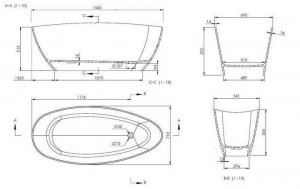 Cada frestanding compozit Cast Marble Praga 157x70 cm  - Img 3