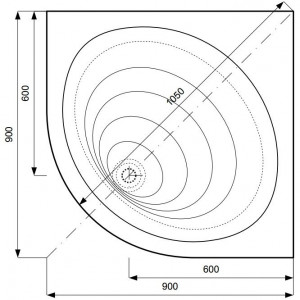 Cadita dus acril semirotunda adanca Belform Elipse 90x90 cm - Img 2