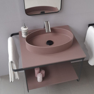 Cadru metalic cu blat, polita si lavoar Kuma ES50 ZOOM LOFT style, RECTOR, 60 cm - Img 2