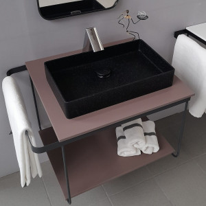 Cadru metalic cu blat, polita si lavoar Kuma SQ50 ZOOM LOFT style, RECTOR, 60 cm