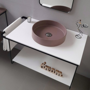 Cadru metalic cu blat, polita si lavoar Kuma ZOOM CI39 LOFT style, RECTOR, 80 cm - Img 1