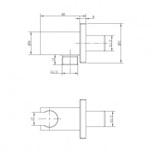 Cot conector dus pentru baterie incastrata, FDESIGN Inula, cu suport dus, negru - Img 2