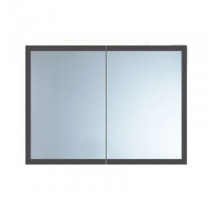 Dulap 2 usi cu oglinda iluminare LED Kolpasan Blanche, 95 cm, antracit - Img 2