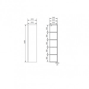 Dulap coloana Cersanit Moduo, mdf, cu usa, 160x40x34 cm, antracit - Img 3