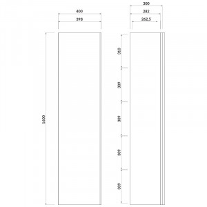 Dulap coloana Cersanit Virgo, mdf, cu usa interior oglinda, maner negru, 160x40x30 cm, stejar gri - Img 2