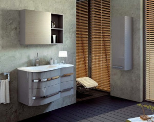 Dulap coloana Oristo Opal 110x30x34.9 cm, gri lucios - Img 2
