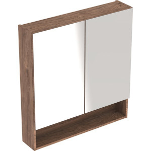 DULAP CU OGLINDA 80 CM SELNOVA SQUARE CU DOUA USI, NUC AMERICAN HICKORY