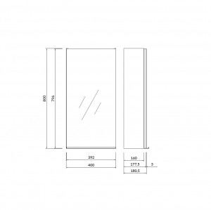 Dulap suspendat cu oglinda Cersanit Virgo, 40x80 cm, alb, maner negru - Img 2